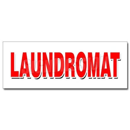LAUNDROMAT DECAL Sticker Wash Fold Coin Laundry Dry Cleaning 24 Hour Open